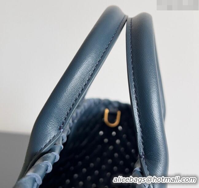 Grade Design Bottega Veneta Mini Cabat Tote Bag in Intreccio Leather 709464 Dark Blue 2023