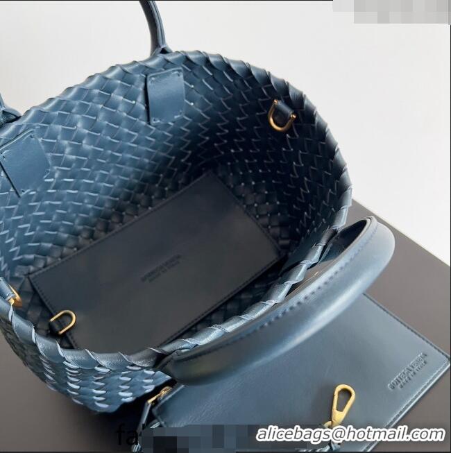 Grade Design Bottega Veneta Mini Cabat Tote Bag in Intreccio Leather 709464 Dark Blue 2023