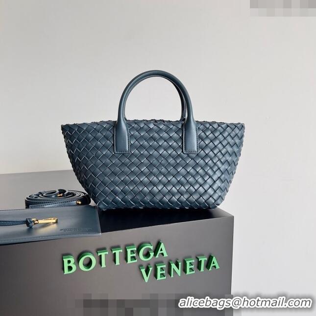 Grade Design Bottega Veneta Mini Cabat Tote Bag in Intreccio Leather 709464 Dark Blue 2023