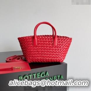 Buy Fashionable Bottega Veneta Mini Cabat Tote Bag in Intreccio Leather 709464 Red 2023