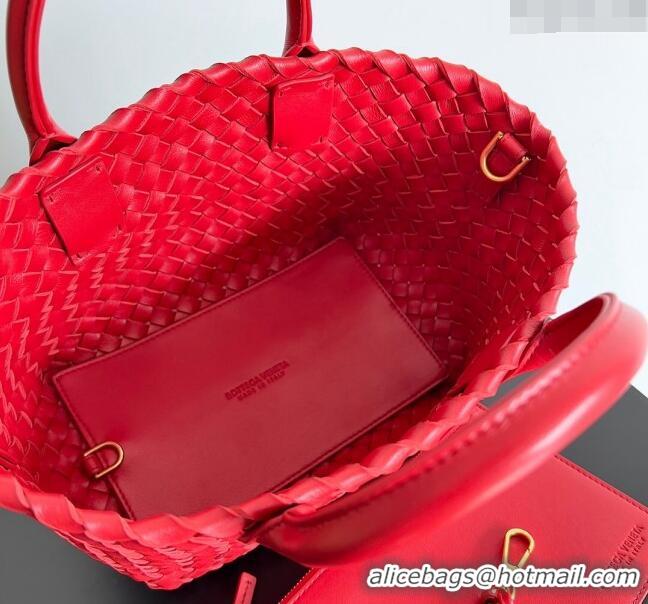 Buy Fashionable Bottega Veneta Mini Cabat Tote Bag in Intreccio Leather 709464 Red 2023