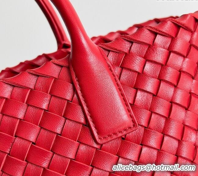 Buy Fashionable Bottega Veneta Mini Cabat Tote Bag in Intreccio Leather 709464 Red 2023