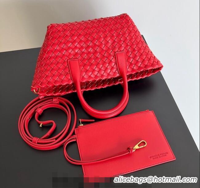 Buy Fashionable Bottega Veneta Mini Cabat Tote Bag in Intreccio Leather 709464 Red 2023