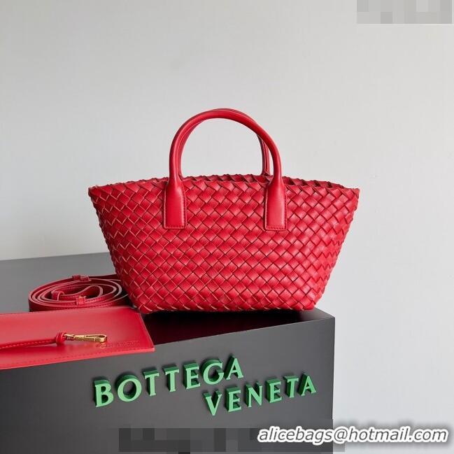 Buy Fashionable Bottega Veneta Mini Cabat Tote Bag in Intreccio Leather 709464 Red 2023