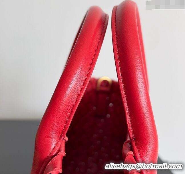 Buy Fashionable Bottega Veneta Mini Cabat Tote Bag in Intreccio Leather 709464 Red 2023