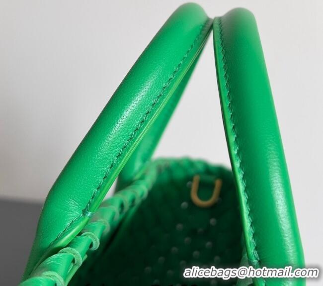 Super Quality Bottega Veneta Mini Cabat Tote Bag in Intreccio Leather 709464 Parakeet Green 2023