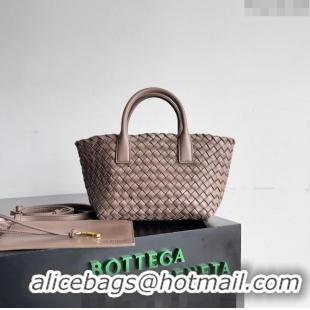 Shop Best Bottega Veneta Mini Cabat Tote Bag in Intreccio Leather 709464 Taupe Grey 2023