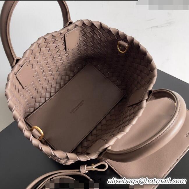 Shop Best Bottega Veneta Mini Cabat Tote Bag in Intreccio Leather 709464 Taupe Grey 2023