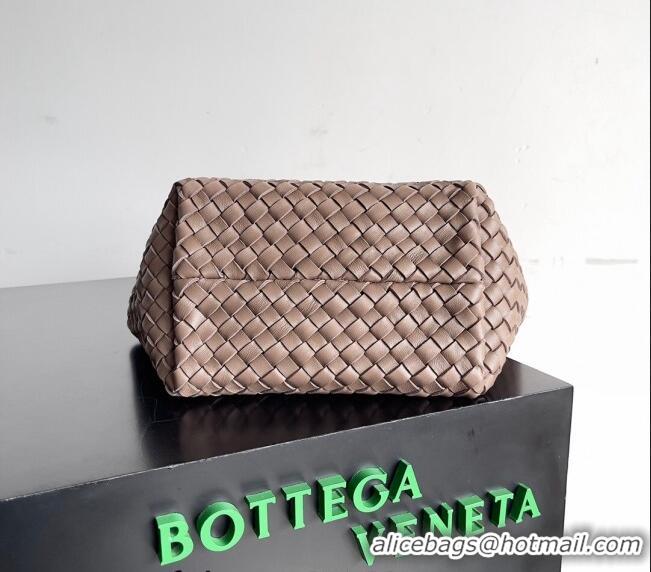 Shop Best Bottega Veneta Mini Cabat Tote Bag in Intreccio Leather 709464 Taupe Grey 2023