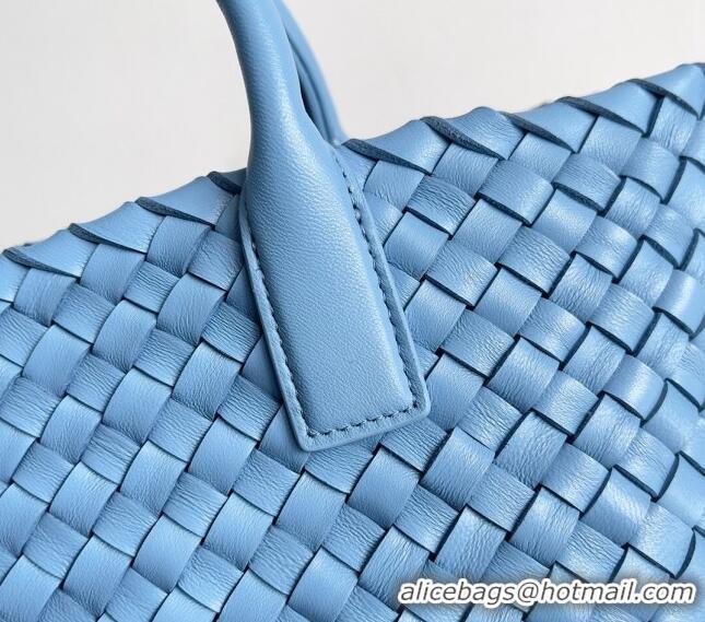 ​Top Quality Bottega Veneta Mini Cabat Tote Bag in Intreccio Leather 709464 Windswept Blue 2023