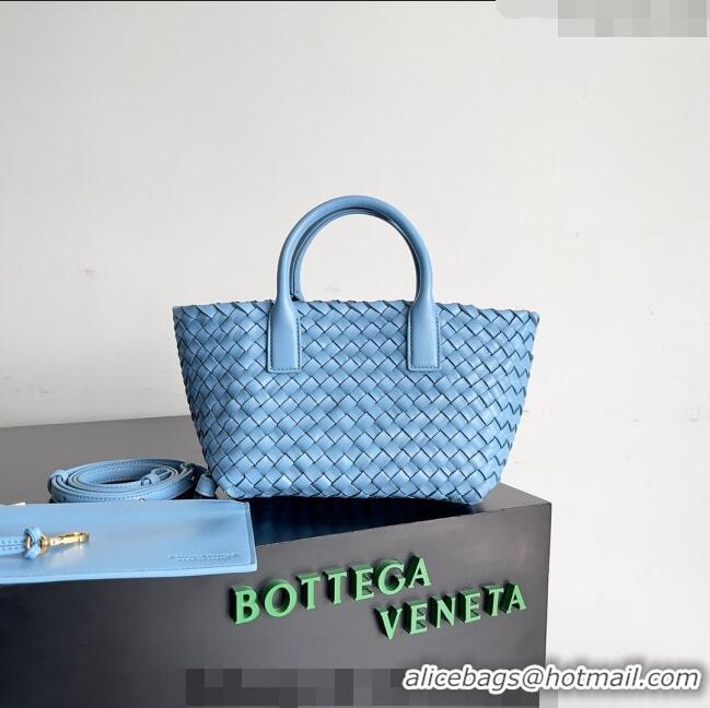 ​Top Quality Bottega Veneta Mini Cabat Tote Bag in Intreccio Leather 709464 Windswept Blue 2023