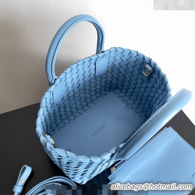 ​Top Quality Bottega Veneta Mini Cabat Tote Bag in Intreccio Leather 709464 Windswept Blue 2023