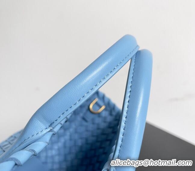 ​Top Quality Bottega Veneta Mini Cabat Tote Bag in Intreccio Leather 709464 Windswept Blue 2023