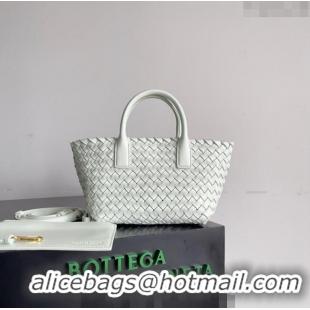 Well Crafted Bottega Veneta Mini Cabat Tote Bag in Intreccio Leather 709464 Glacier Green 2023