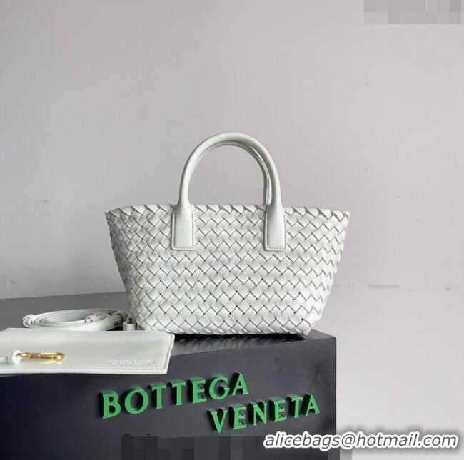 Well Crafted Bottega Veneta Mini Cabat Tote Bag in Intreccio Leather 709464 Glacier Green 2023