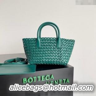 Super Quality Bottega Veneta Mini Cabat Tote Bag in Intreccio Leather 709464 Dark Green 2023