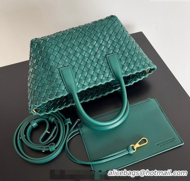 Super Quality Bottega Veneta Mini Cabat Tote Bag in Intreccio Leather 709464 Dark Green 2023