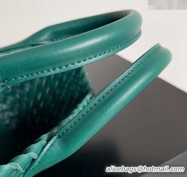 Super Quality Bottega Veneta Mini Cabat Tote Bag in Intreccio Leather 709464 Dark Green 2023