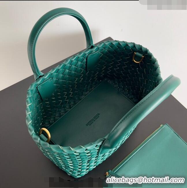 Super Quality Bottega Veneta Mini Cabat Tote Bag in Intreccio Leather 709464 Dark Green 2023