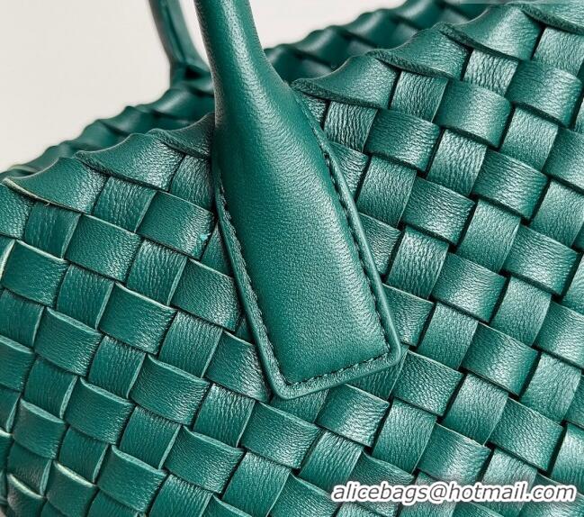 Super Quality Bottega Veneta Mini Cabat Tote Bag in Intreccio Leather 709464 Dark Green 2023