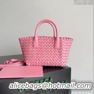 Best Quality Bottega Veneta Mini Cabat Tote Bag in Intreccio Leather 709464 Pink 2023