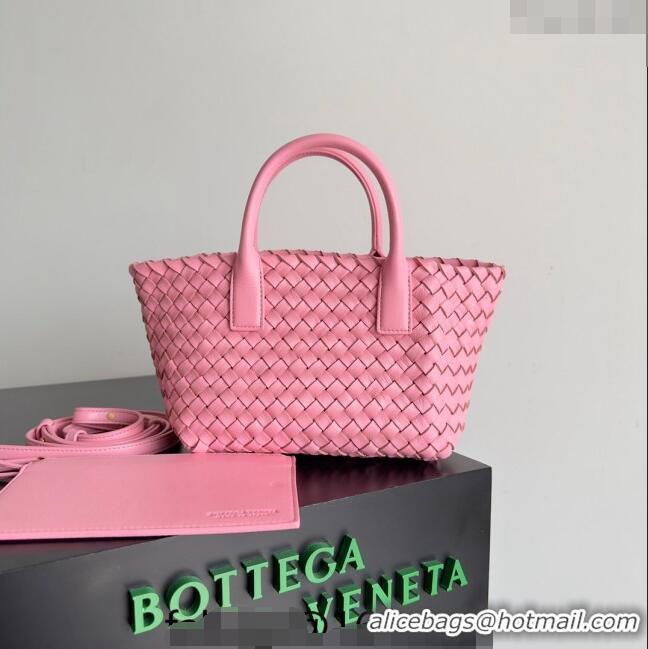 Best Quality Bottega Veneta Mini Cabat Tote Bag in Intreccio Leather 709464 Pink 2023