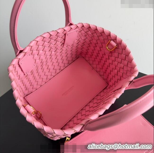 Best Quality Bottega Veneta Mini Cabat Tote Bag in Intreccio Leather 709464 Pink 2023