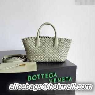 Modern Grade Bottega Veneta Mini Cabat Tote Bag in Intreccio Leather 709464 Travertine Green 2023