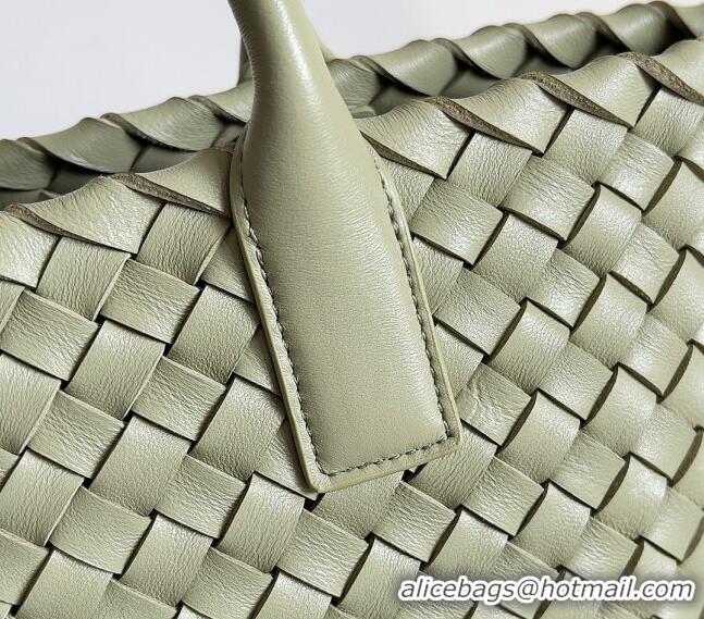 Modern Grade Bottega Veneta Mini Cabat Tote Bag in Intreccio Leather 709464 Travertine Green 2023