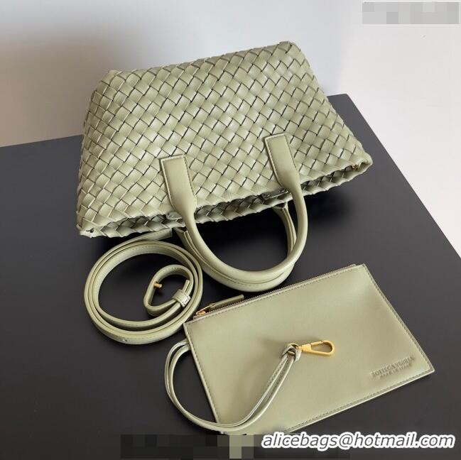 Modern Grade Bottega Veneta Mini Cabat Tote Bag in Intreccio Leather 709464 Travertine Green 2023