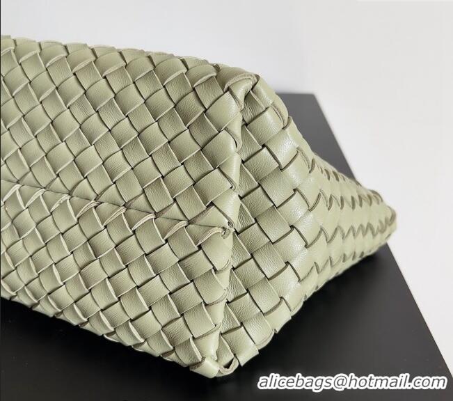 Modern Grade Bottega Veneta Mini Cabat Tote Bag in Intreccio Leather 709464 Travertine Green 2023