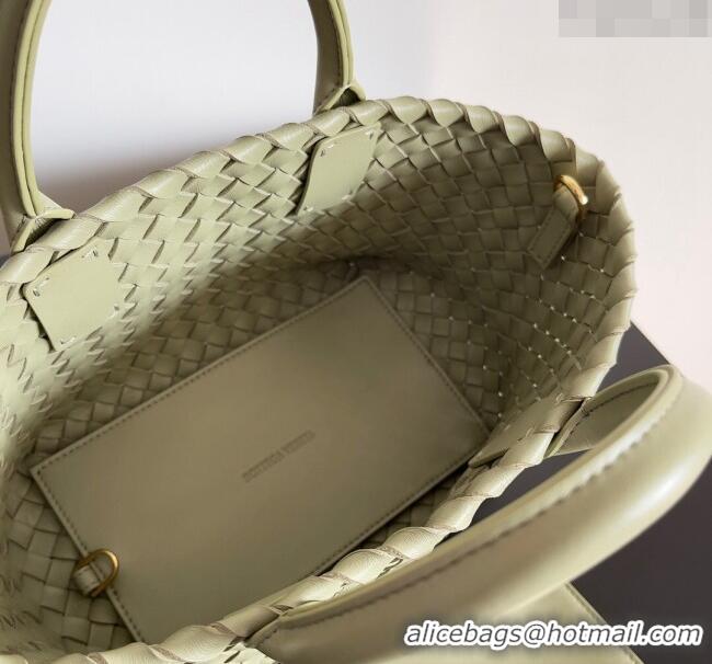 Modern Grade Bottega Veneta Mini Cabat Tote Bag in Intreccio Leather 709464 Travertine Green 2023