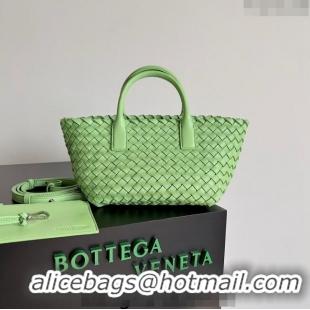 Luxurious Bottega Veneta Mini Cabat Tote Bag in Intreccio Leather 709464 Light Green 2023