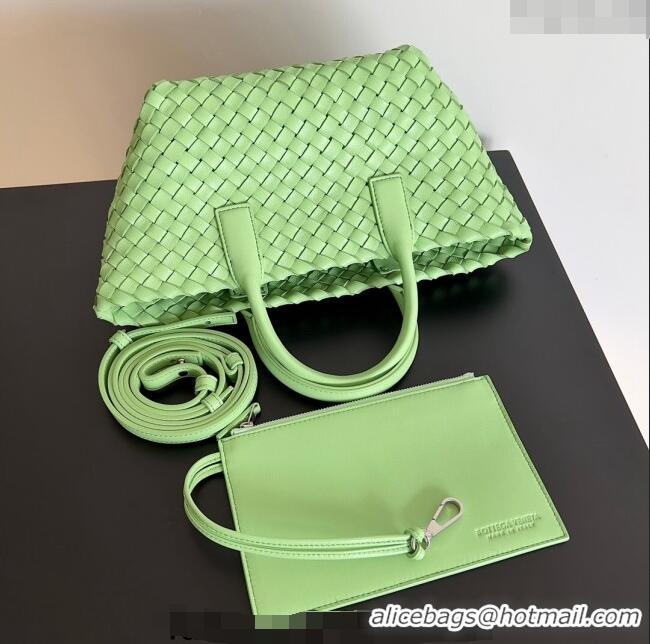 Luxurious Bottega Veneta Mini Cabat Tote Bag in Intreccio Leather 709464 Light Green 2023