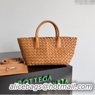 Popular Style Bottega Veneta Mini Cabat Tote Bag in Intreccio Leather Caramel 709464 Brown 2023