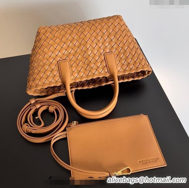 Popular Style Bottega Veneta Mini Cabat Tote Bag in Intreccio Leather Caramel 709464 Brown 2023