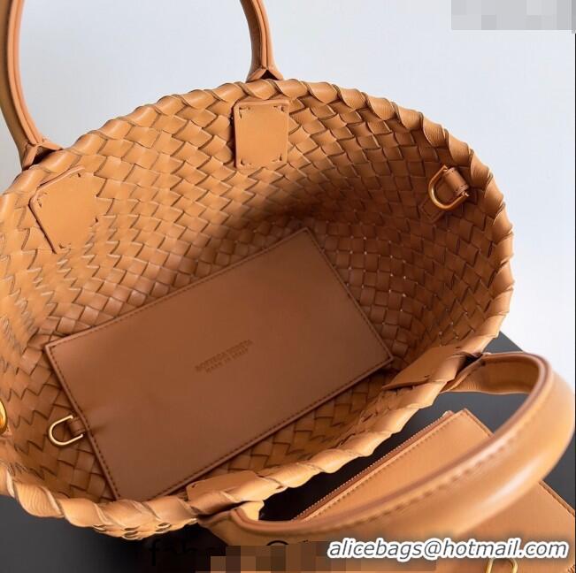 Popular Style Bottega Veneta Mini Cabat Tote Bag in Intreccio Leather Caramel 709464 Brown 2023