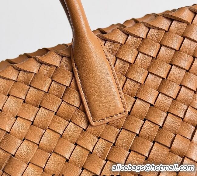 Popular Style Bottega Veneta Mini Cabat Tote Bag in Intreccio Leather Caramel 709464 Brown 2023