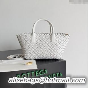 New Fashion Bottega Veneta Mini Cabat Tote Bag in Intreccio Leather 709464 White 2023