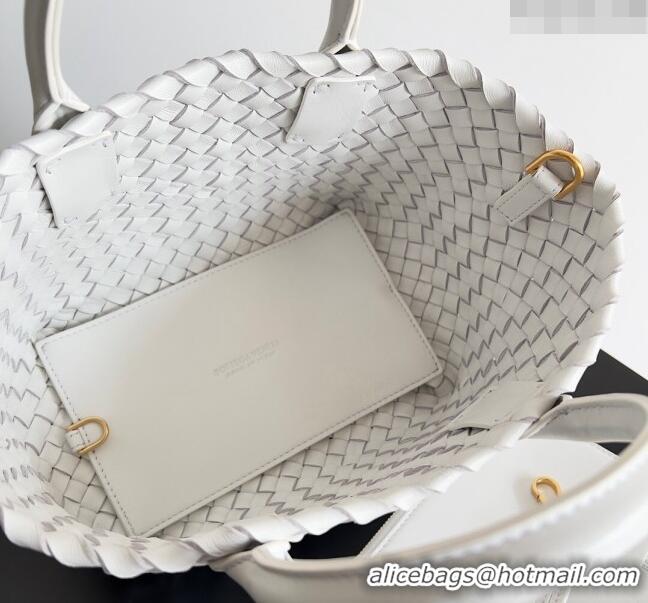 New Fashion Bottega Veneta Mini Cabat Tote Bag in Intreccio Leather 709464 White 2023