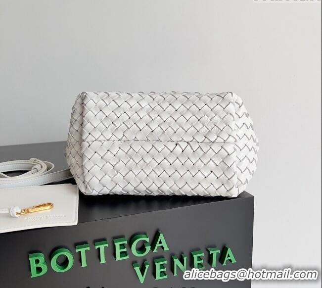 New Fashion Bottega Veneta Mini Cabat Tote Bag in Intreccio Leather 709464 White 2023