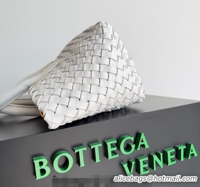 New Fashion Bottega Veneta Mini Cabat Tote Bag in Intreccio Leather 709464 White 2023