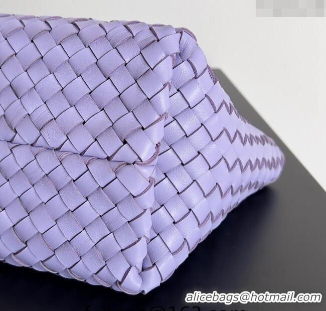 Top Grade Bottega Veneta Mini Cabat Tote Bag in Intreccio Leather 709464 Purple 2023