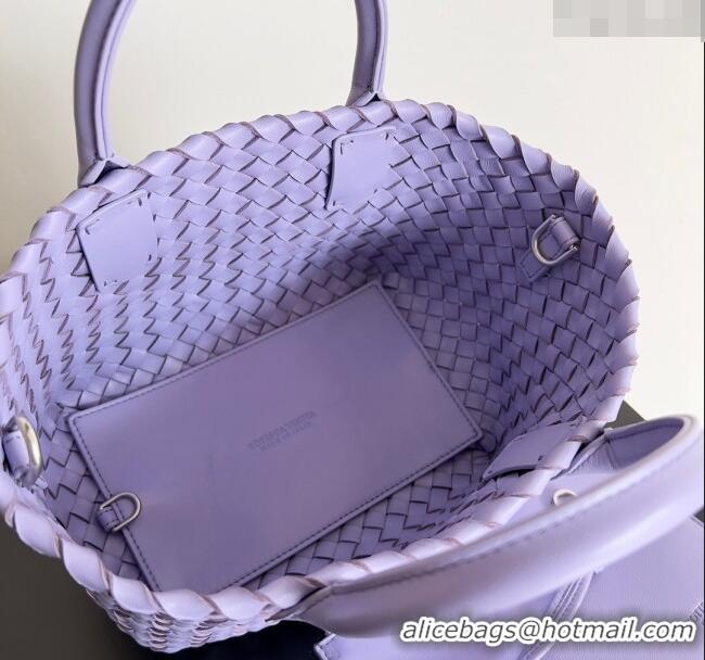 Top Grade Bottega Veneta Mini Cabat Tote Bag in Intreccio Leather 709464 Purple 2023