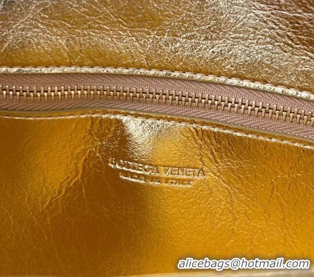 Classic Bottega Veneta Mini Andiamo Cross-Body Bag in Intrecciato Laminated Leather 755545 Gold 2023