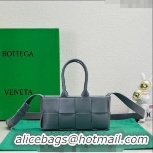 Famous Brand Bottega Veneta Mini East-West Arco Tote Bag in Intrecciato Leather 776778 Thunder Grey 2023