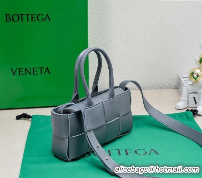 Famous Brand Bottega Veneta Mini East-West Arco Tote Bag in Intrecciato Leather 776778 Thunder Grey 2023