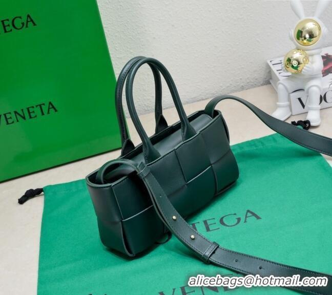 Promotional Bottega Veneta Mini East-West Arco Tote Bag in Intrecciato Leather 776778 Emerald Green 2023