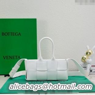 Famous Brand Bottega Veneta Mini East-West Arco Tote Bag in Intrecciato Leather 776778 White 2023