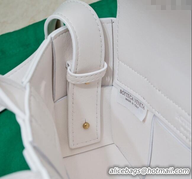 Famous Brand Bottega Veneta Mini East-West Arco Tote Bag in Intrecciato Leather 776778 White 2023